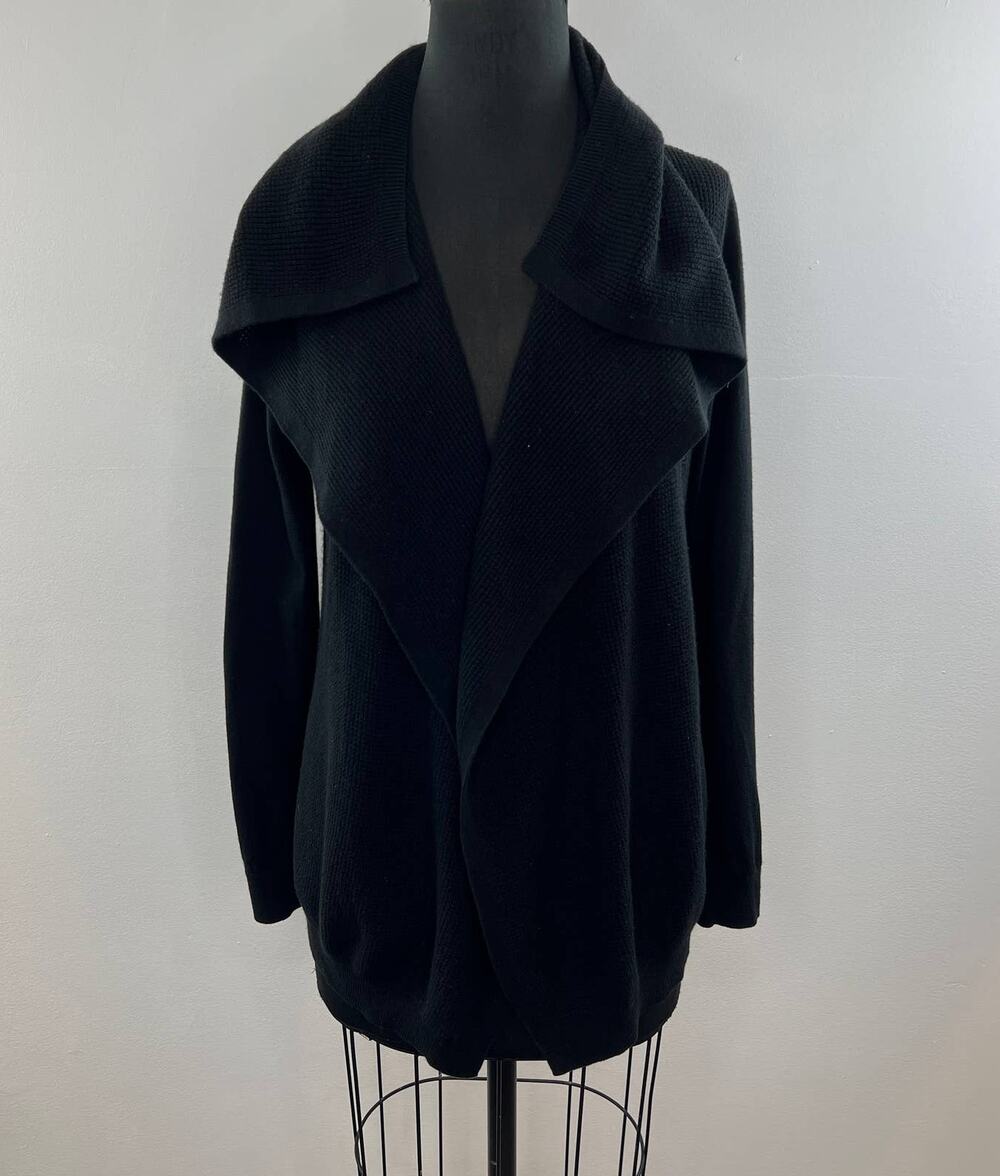THEORY Winxie Black Long Sleeve Cashmere Cotton Open Front Cardigan Sweater Sz S